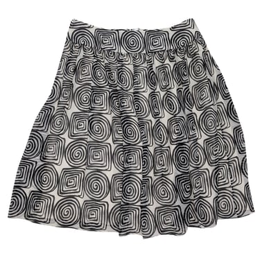 St. John - White & Black Print Silk Skirt Sz 10