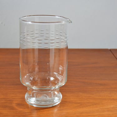 Vintage Cocktail Mixing Glass with Etched Glass Design, Retro Barware 