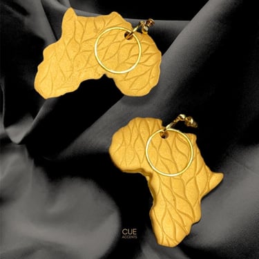 Polymer Clay Gold Africa Earrings, Modern, Statement, African Culture, Hypoallergenic, Dangle, Pan African Earrings, Nigeria, Ghana, Gift 