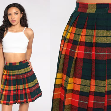 High waisted tartan plaid mini skirt best sale