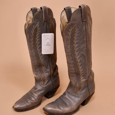 Grey Cowgirl Boots By Tony Lama, W7.5/8