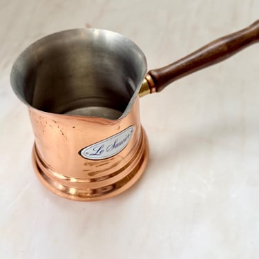 Vintage Copper Sauce Pan Le Saucier by Teleflora Portugal Le Petit Milk Warmer Turkish Coffee Pot Sauce Butter Warmer Ladle Wooden Handle 