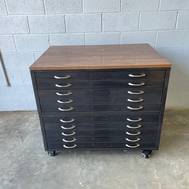 Double Stack Patina Flat file with Walnut Top