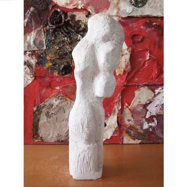 Vintage DAVID BLUMER Abstract Expressionist SCULPTURE 20" High White Plaster Figurative Mid-Century Modern Art eames knoll era 