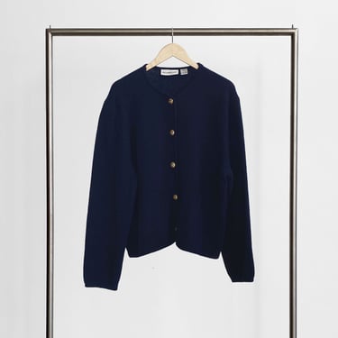 Navy Wool Button Up Sweater