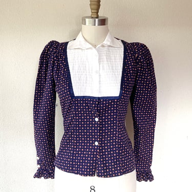 1980s Victorian style button up blouse 