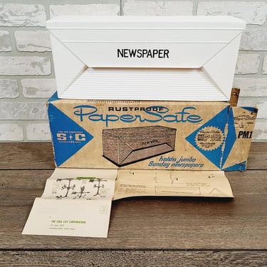 Vintage White Plastic S&C Paper Safe Newspaper Mail Box 