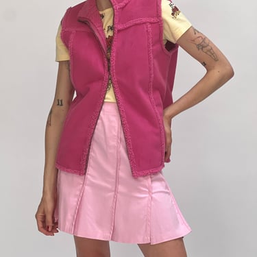 Pink Faux Shearling Vest (S)