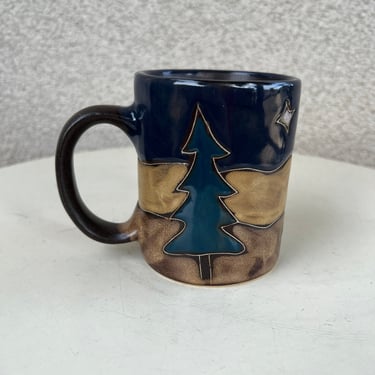Vintage Mara Design made in Mexico coffee mug trees Star theme dark colors 
