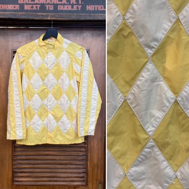 Vintage 1960’s Harlequin Diamond Jockey Racing Mod Windbreaker Jacket, 60’s Snap Button Jacket, Vintage Clothing 