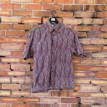 vintage 90s guy laroche purple polka dot shirt / m medium 