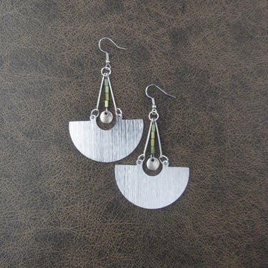 Geometric stainless steel earrings green 