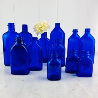 Vintage Cobalt Blue Glass Medicine bottles, Milk of Magnesia; 12 - sold individually, create your own collection, Dominion and Hazel Atlas 