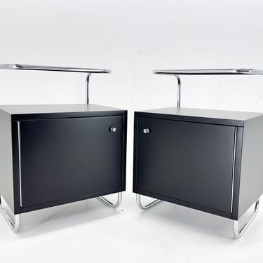 Pair of Art Deco Tubular Bedside Tables, Czechoslovakia 