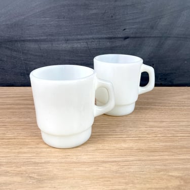 Fire King milk glass mugs - a pair - 1970s vintage 