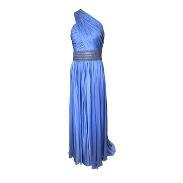 Lorena Sarbu Periwinkle Blue One Shoulder Grecian Goddess Gown