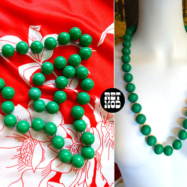 Big Chunky Vintage 60s 70s 80s Green Big Bead Statement Necklace 