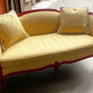 Yellow Upholstered w Red Trim Couch