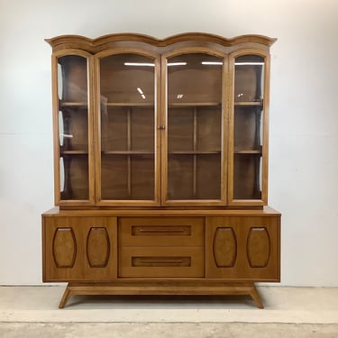 Mid-Century Modern Sliding Front Sideboard With China Cabinet 