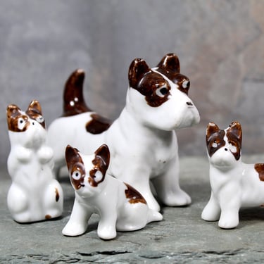 Jack Russel Terrier Mom & Pups Figurines - Circa 1950s - Made in Japan - Vintage Jack Russel Terrier Figurines | Bixley Shop 