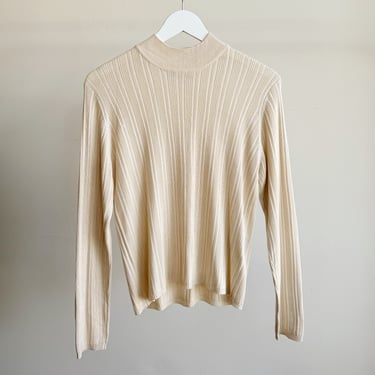 Pearl Silk Knit Mock Neck Top