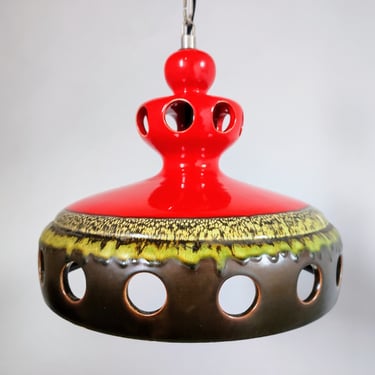 Vintage Ceramic Ceiling Lamp / Retro Ceramic Pendant Light/ Mid Century Modern / Lava Style Hanging Light/ Yugoslavia/ 80s 