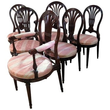 Incredible Set 6 Balloon Back Maison Jansen Louis XVI Style Dining Chairs