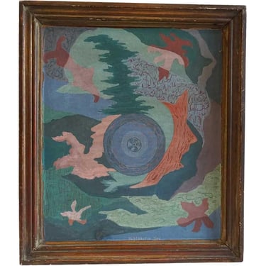 Vintage Mid Century Modern Original Abstract Modern Art Oil