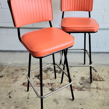 Pair of MCM Orange Barstools