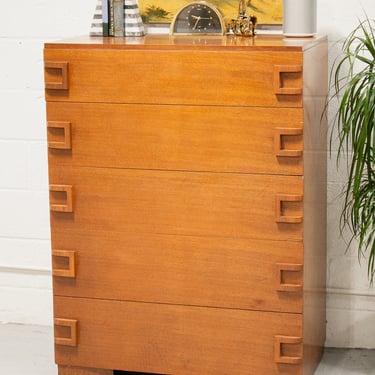 Vintage Wooden Highboy Dresser with Side Pulls