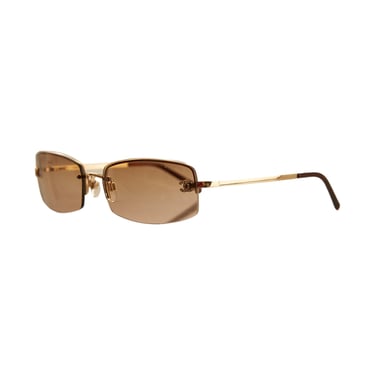 Chanel Dark Brown Mini Rhinestone Rimless Sunglasses