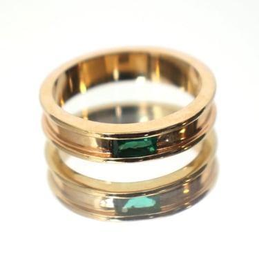 10K Gold Emerald Convex Band Ring