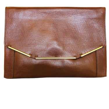 Vintage Lanvin Brown Leather Wristlet Clutch Bag