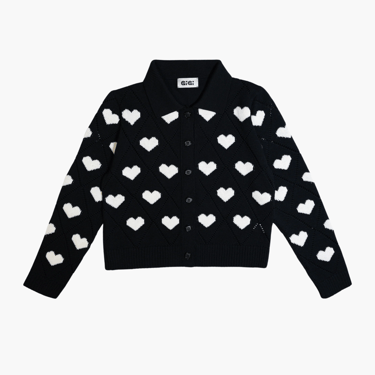 Love polo cardigan, black/ivory