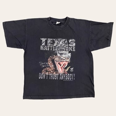 Vintage Stone Cold Steve Austin T-Shirt 1990s Retro Size XXL + WWF + Don't Trust Anybody! + Texas Rattlesnake + Wrestling Tee + Black Cotton 