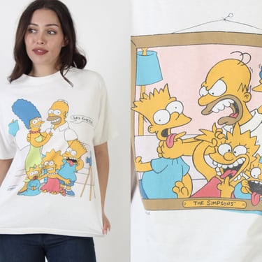 1989 Bart Simpson Say Cheese Cartoon T Shirt L 