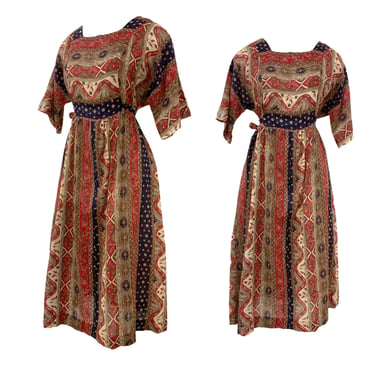 Vtg Vintage 1970s 70s OOAK Handmade Paisley Boho Cottage Core Wrap Sun Dress 