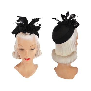1930s Figural Black Turban Hat - 1930s Black Turban Hat - 1930s Figural Hat - 1930s Womens Hat - 1930s Black Juliet Cap - Vintage Turban Hat 