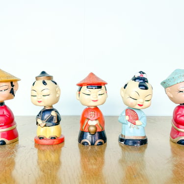 Set of Five Japanese Bobble Heads