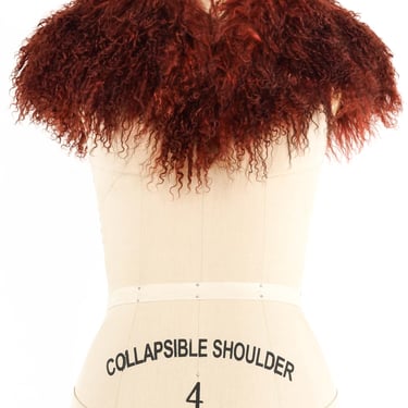 Roberto Cavalli Rust Mongolian Lamb Fur Collar