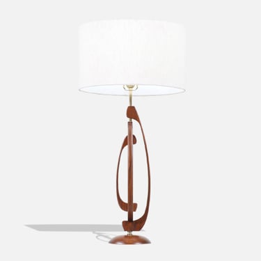 Mid-Century Modern Sculptural Walnut Table Lamp