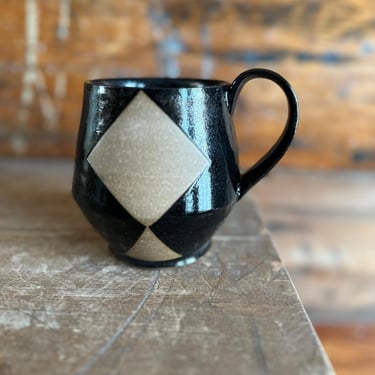 Mug -Black with Brown Geometrics 