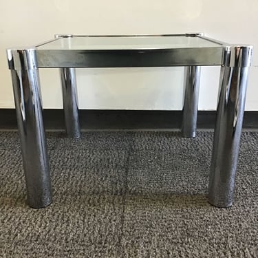 MCM Chrome &amp; Glass Side Table (Seattle)