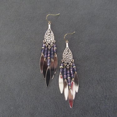 Purple crystal chandelier earrings 
