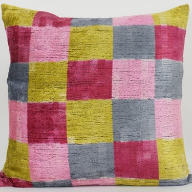 Copy of HANDMADE- IKAT SILK/VELVET PILLOW - 20"x20"