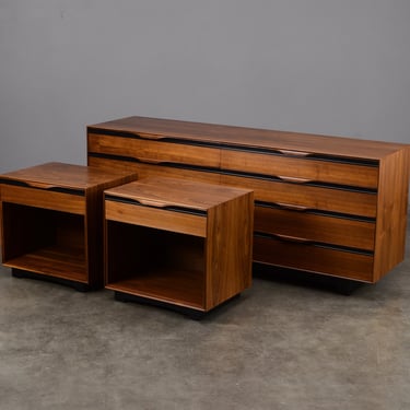 John Kapel Dresser and Nightstands Set Mid Century Modern Walnut Glenn of California 