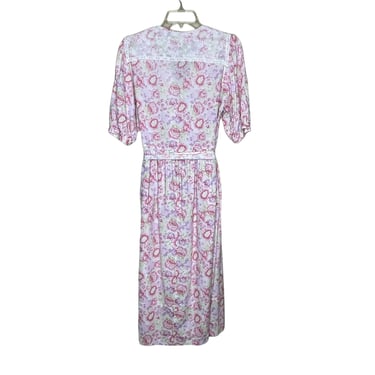 Vintage Laura Ashley Dress Cottagecore Prairie Puff Sleeve Pink Floral Size 10 