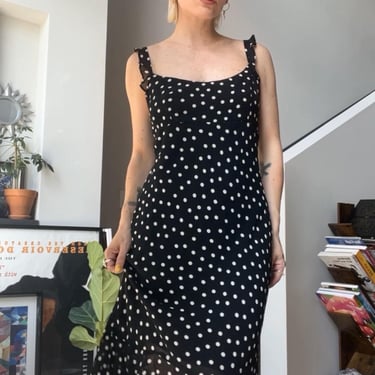 VTG 90s BW Polka Dot Caché Slip Dress 