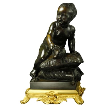 French 19th Century Putti Bronze Sculpture by Coustou