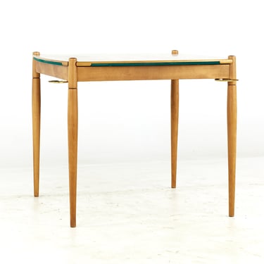 Gio Ponti for Fratelli Reguitti Mid Century Teak Flip Top Game Table with Brass Drink Holders - mcm 